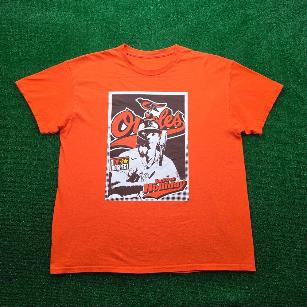 Baltimore Orioles Jackson Holliday Tshirt Mens‎ XL Orange Top Prospect Graphic